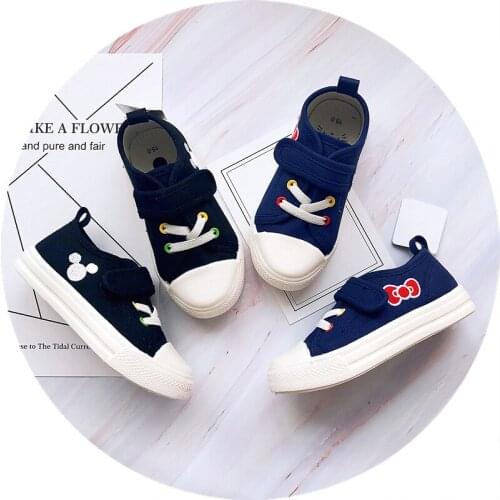 Disney childrens cartoon Minnie Mickey embroidery canvas shoes boys and girls baby casual shoes non-slip soft bottom