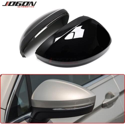 Glossy Black Rear View Side Wing Rearview Mirror Trim Cover Caps For Volkswagen VW Tiguan MK2 II R 5N 2017-2020 Car Styling