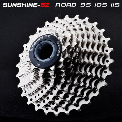 Sunshine-sz free delivery rennrad schwungrad stahl 9 10 11S 28Tsingle speed chuck berg schwungrad teile kompatibel mit SMANOSRAM