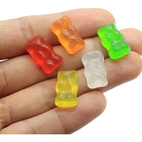 Sweet Miniature Gummy Bear Candy Figurine Flatback Resin Cabochons For Earring Charms