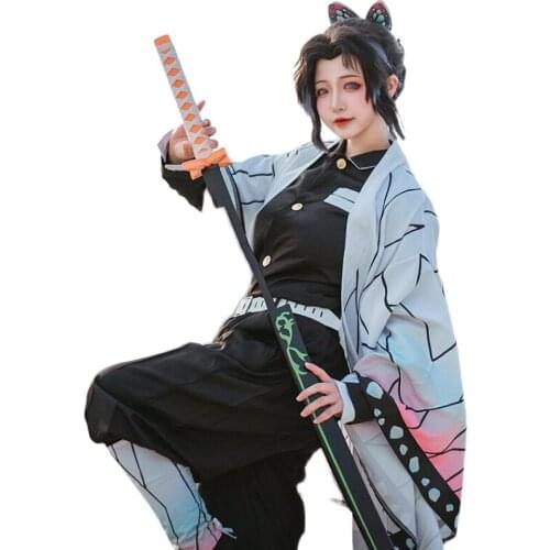 Anime Cosplay Demon Slayer Kochou Shinobu Fashion Combat Uniform Unisex Halloween Party Role Play Clothing Custom