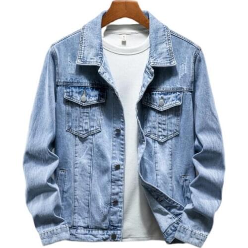 Men Autumn Cool Trendy Mens Jean Casual Coat Outwear Stand Collar Cowboy Jackets Men Badge Patch Denim Jacket