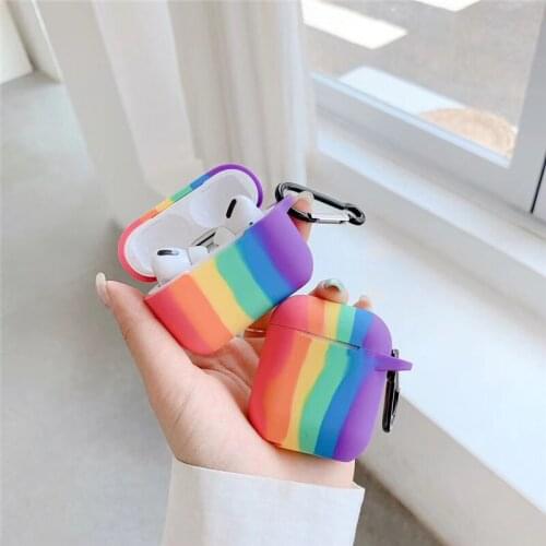 For Apple Airpods Pro Hot Rainbow Liquid Silicone Bluetooth Headset soft Case For Apple Airpods 1 2 wireless charging cute cover