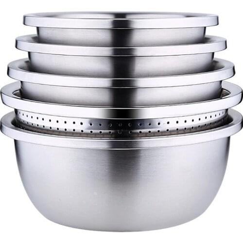 5pcs suit 304# stainless steel Thickening Kitchen Sinks set kitchen wash basin round household