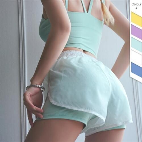 2019 Newest sexy see through 2in1 sports wear for women fitness gym yoga shorts workout quick dry green yellow pink white blue