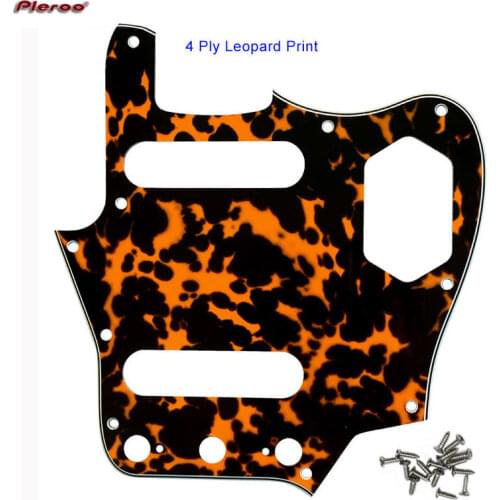 Pleroo Guitar pickgaurd For Leopard Print 10 Scwer Holes US Jaguar Guitar Pickguard Scratch Plate Guitar parts