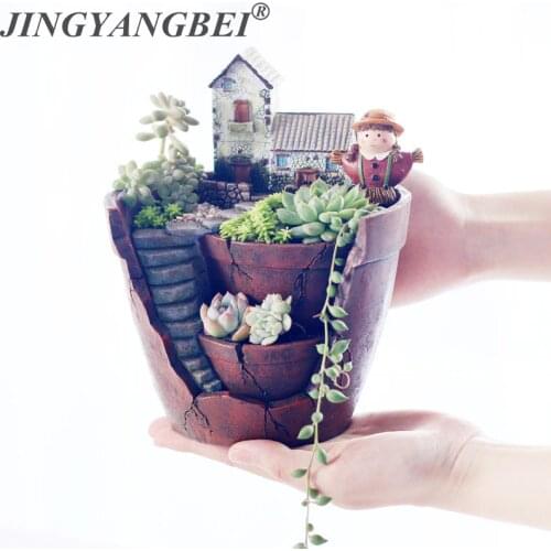 Resin Flower Pot Sky garden Plants vase Succulent Plants Planter Pot Mini Bonsai Cactus Home Decoration