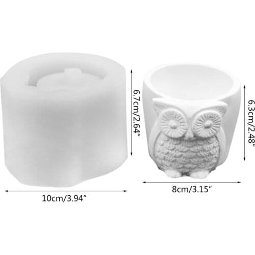 Durable Silicone Owl Flower Pot Mold Cement DIY Succulent Making Manual Mould T3LE