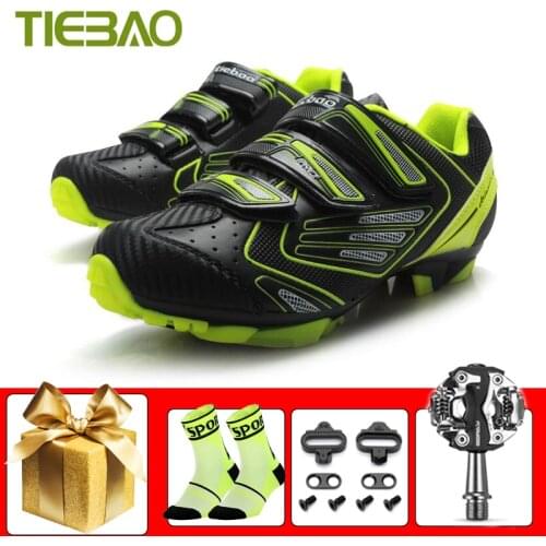Tiebao Professional MTB Cycling Shoes Add SPD Pedals Outdoor Self-locking Breathable Sapatilha Ciclismo Bicycle Riding Flat Shoe