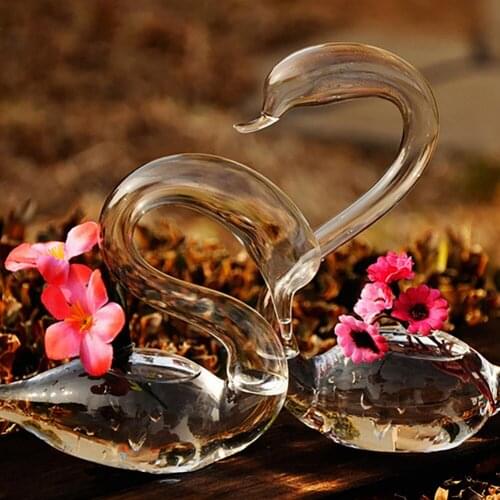 Transparent Hydroponic Plant Arrangement Vases Glass Swan Shape Tabletop Planter Bonsai Flower Vase Home Decoration Vases