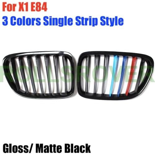 ROLLSROVER Front Bumper Grille Grill For X1 E84 2011-2015 3 Colors Single Strip Car Styling