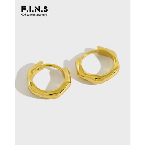 F.I.N.S Korean S925 Sterling Silver Earrings INS Simple Design Irregular Concave Small Hoop Earrings Women Accessories