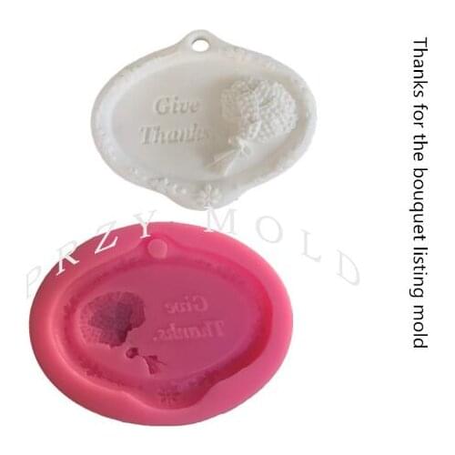 Silicone mold Thanks for the bouquet decoration pendant card solid aroma gypsum mold wax piece molds fondant cake mould