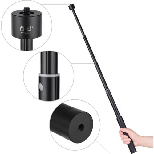 Telescopic Stabilizer Extension Rod Max. Length 73cm Aluminum Alloy Pole with 1/4Inch Screw and Screw Hole for Gimbal Stabilizer