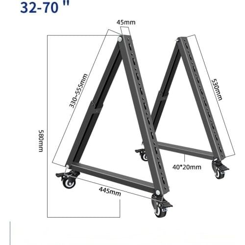 HILLPORT 32"-70" TV Cart Free Lifting Rolling TV Mount Stand Trolley Plasma Screen LED LCD Monitor Low Height Stand Cart SC5100