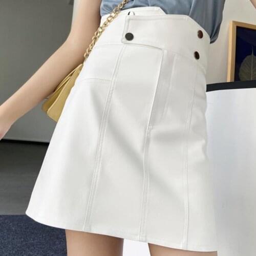 New arrival fashion spring summer pu leather a-line skirt women high waist package hip skirt plus size