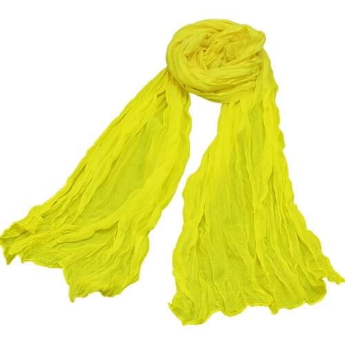 Wrinkles Solid Color Women Scarves Western Style Elegant Fashion Femme Scarf Retro Multipurpose Vintage Luxury Girl Shawl Scarf