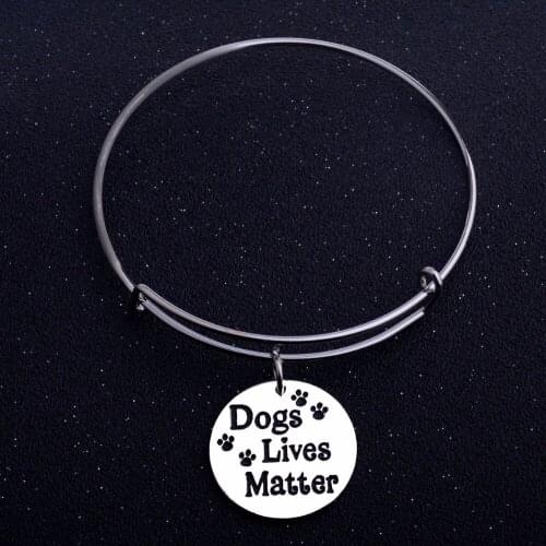 Chic Dogs Lives Matter Pendant Paws Print Dog Tag Charm Bangle Women Men Bracelet Gift Pet Rescue Bangles Animals Lovers Jewelry