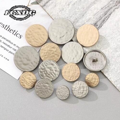 10pcs 15/20/25/30mm Fashion Metal Buttons for Clothing DIY Sewing Supplies and Accessories Round Golden Blouse Buttons for Coat