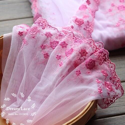 2 Yards Lace Trim flowers Embroidered purple Tulle Lace 8.27 Inches Wide High Quality