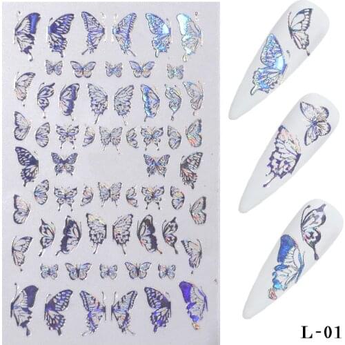 1pcs 3D Butterfly Nail Art Stickers Adhesive Sliders Colorful DIY Golden Nail Transfer Decals Foils Wraps Decorations 2021 New