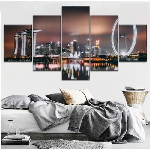 5 Pieces Singapore Night Skyscrapers Diamond painting mosaic photo Landscape diamond embroidery full set city BuildingsZP-1362