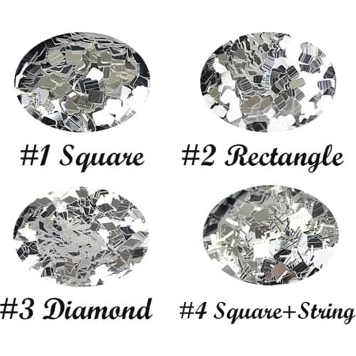 50 g Mirror Effect Glitter on ice shimmer glitter nail art shapes Silver Shining mirror effect Hexagon chunky nail art glitters