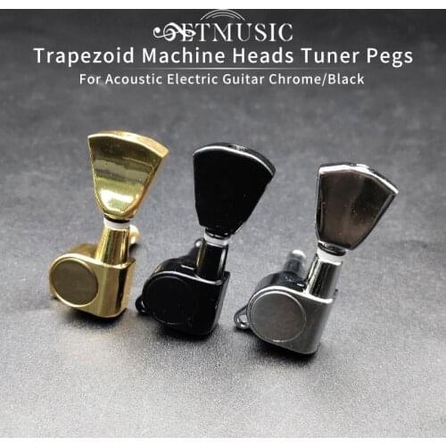 6 Pcs Trapezoid Handle Tuning Pegs Machine Heads Tuner For Acoustic Electric Guitar Chrome/Black/Gold