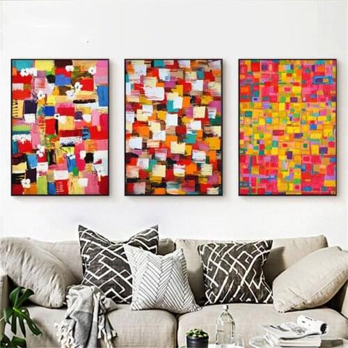 Abstract Nordic Canvas Painting Wall Art Home Decor Minimalist Color Block Modern Bright Poster Office Hotel Background
