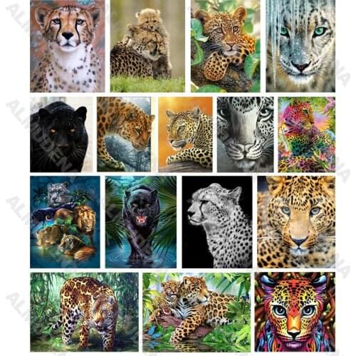 Diamond Painting Animal Black Leopard Sticker Wallpapper Panther Nordic Style Full Diamond Handmade Dot Inlaid Diamond