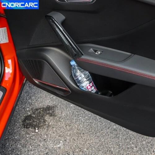 Car Styling Inner Door Handle Frame Decoration Cover Trim For Audi Q2 2018-2021 Carbon Fiber Color Interior Accessories Modified