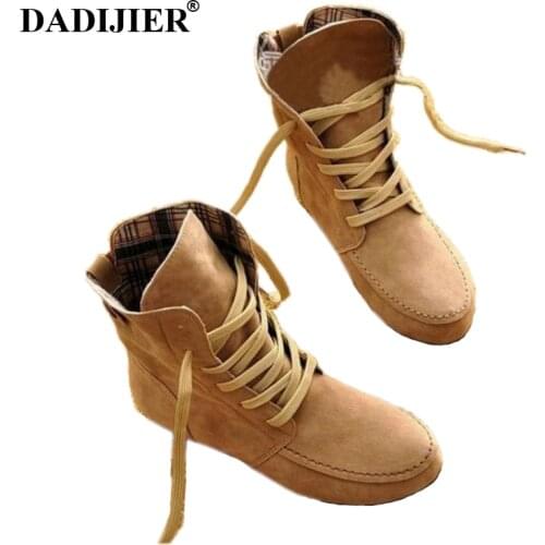 Autumn Winter Women Boots Matte Flock Boots Female Ladies Low Heel Shoes Woman Mid Calf Boots plus size ST312