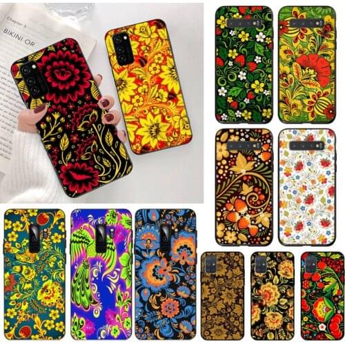 Khokhloma Russian pattern bird flowers Phone Case for Samsung S20 plus Ultra S6 S7 edge S8 S9 plus S10 5G lite 2020