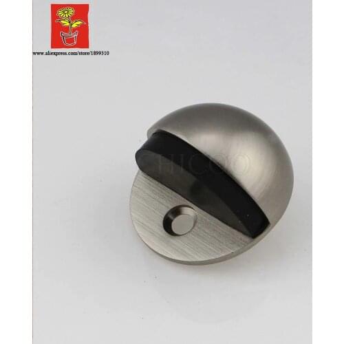 CHICOO Home Decoration Zinc Alloy Floor Mounted Rubber Wedge Door Stop Glass Door Stopper Nickel Color