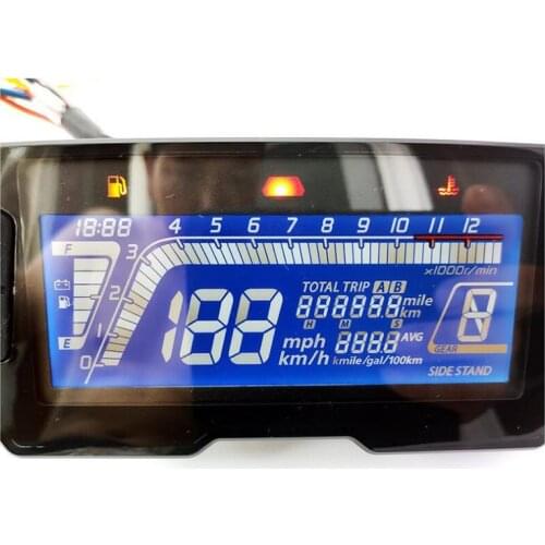 Moving Blue Screen LCD Instrument for Motorcycle with Speed Adjustable 1-6 Rotational Speed Water Temperature and Oil Meter