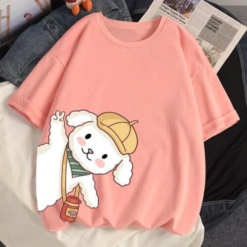 Cotton T-Shirts Women Summer Loose Casual Cartoon Cotton T-Shirt Plus Size M-3XL Young Girls Harajuku Style T-Shirts Tops