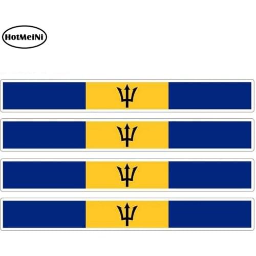HotMeiNi 13cm x 1.7cm 4pcs Car Stripe Motorcycle Racing Flag Sticker Car Bumper Decal Bike Moto Tuning Barbados Car Stickers