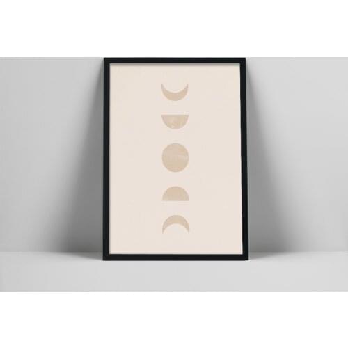 Moon Cycle Art Print | Neutral Moon Phases Poster | Minimalist Moon Illustration | Scandinavian Wall Art ster |semalcial FeatCol