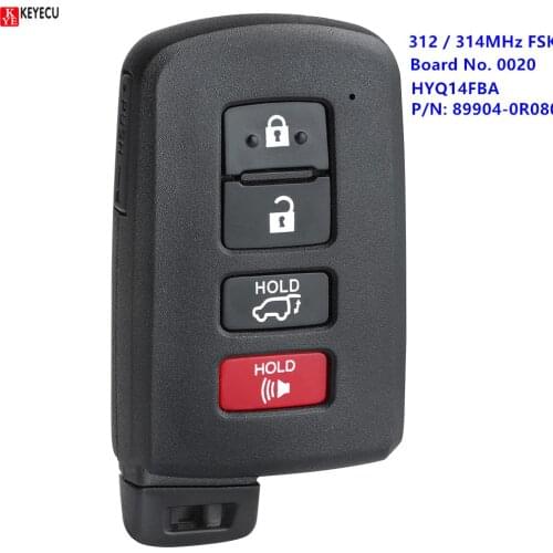 HYQ14FBA Keyless Smart Remote Car Key Fob 312 / 314MHz P1=88 For Toyota RAV4 RAV 4 2013 2014 2015 2016 2017 2018 89904-0R080