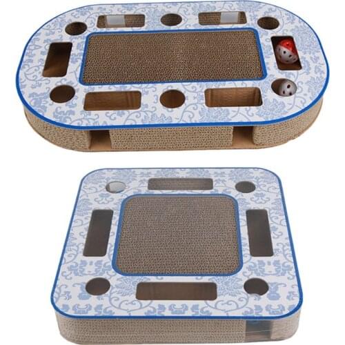 Interactive Cat Scratcher Interactive Cat Kitten Toy Scratch Corrugated Cardboard with Balls Scratching Pads Kitty Track Toy