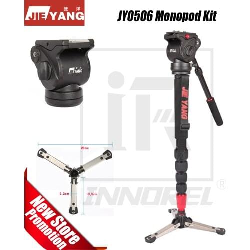 JIEYANG JY-0506 JY0506 Aluminum Alloy Professional Monopod Video tripod for camera with Fluid Hydraulic Damping Head Carry Bag