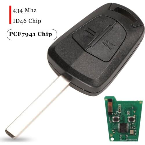 Jingyuqin For Opel Vauxhall Corsa D 2007-2012 Astra H 2004-2009 Remote Car Key Fob 434Mhz ID46 PCF7941Chip 2 Buttons