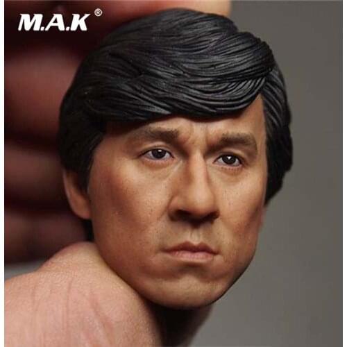 Collectible 1/6 Scale PVC Jackie Chan Male Head Sculpt Carved Model for 12'' Male Figure Doll Body