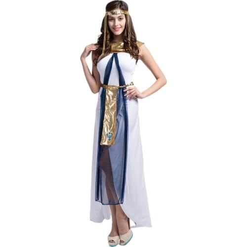 Halloween Costume Greek Goddess Egyptian Queen Costume Arabian Girl White Dress Cosplay Costumes