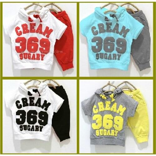 2018 Summer Children Sport Suit Baby Boys Clothes Set Kids Sweatshirts Hoodies Shirts + Shorts Harem Pants Girls 2pcs Suit