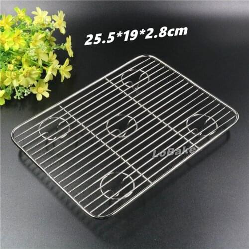 Small size 25.5*19cm stainless steel retangle cookie biscuits pan bread cake cooling rack cake holder dryer cooler baking tools