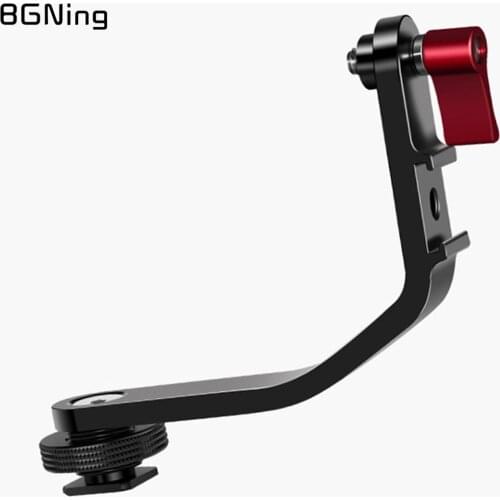 Mic Stand L Bracket Camera Handle Grip for Monitor Gimbal LED Video Light Microphone Mount with Hot Shoe for DSLR Camera