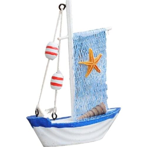 Ocean Mini Sailboat Model Nautical Handmade Wooden Art Decorative