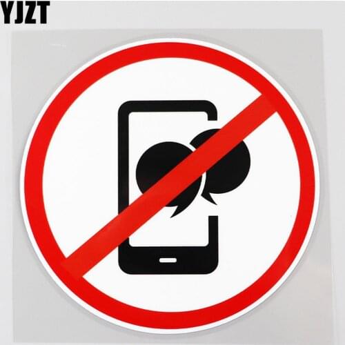 YJZT 12.4CM×12.4CM Driving No Cell Phone Chat Icon Decal PVC Car Sticker 12C-0166