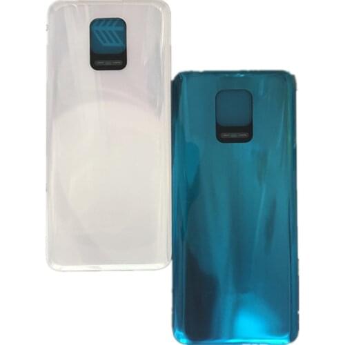 Original Rear Housing For Xiaomi Redmi Note 9S / Note 9 Pro Glass Back Cover Repair Replace Phone Battery Door Case + Logo Glue